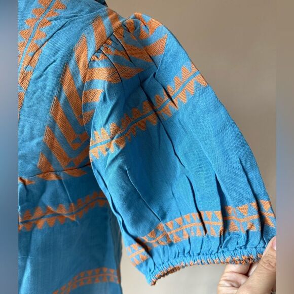 NWT Just Bellina cotton embroidered and beaded tassel top. Vacation style top S - Picture 8 of 14